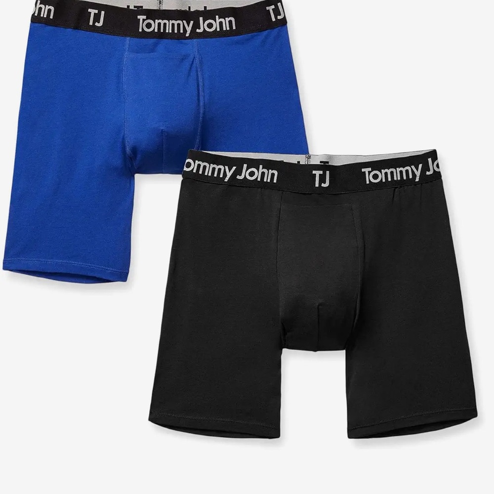 NWT TOMMY JOHN MEN'S COTTON STRETCH BOXER BRIEF- 2 PACK- X-LARGE